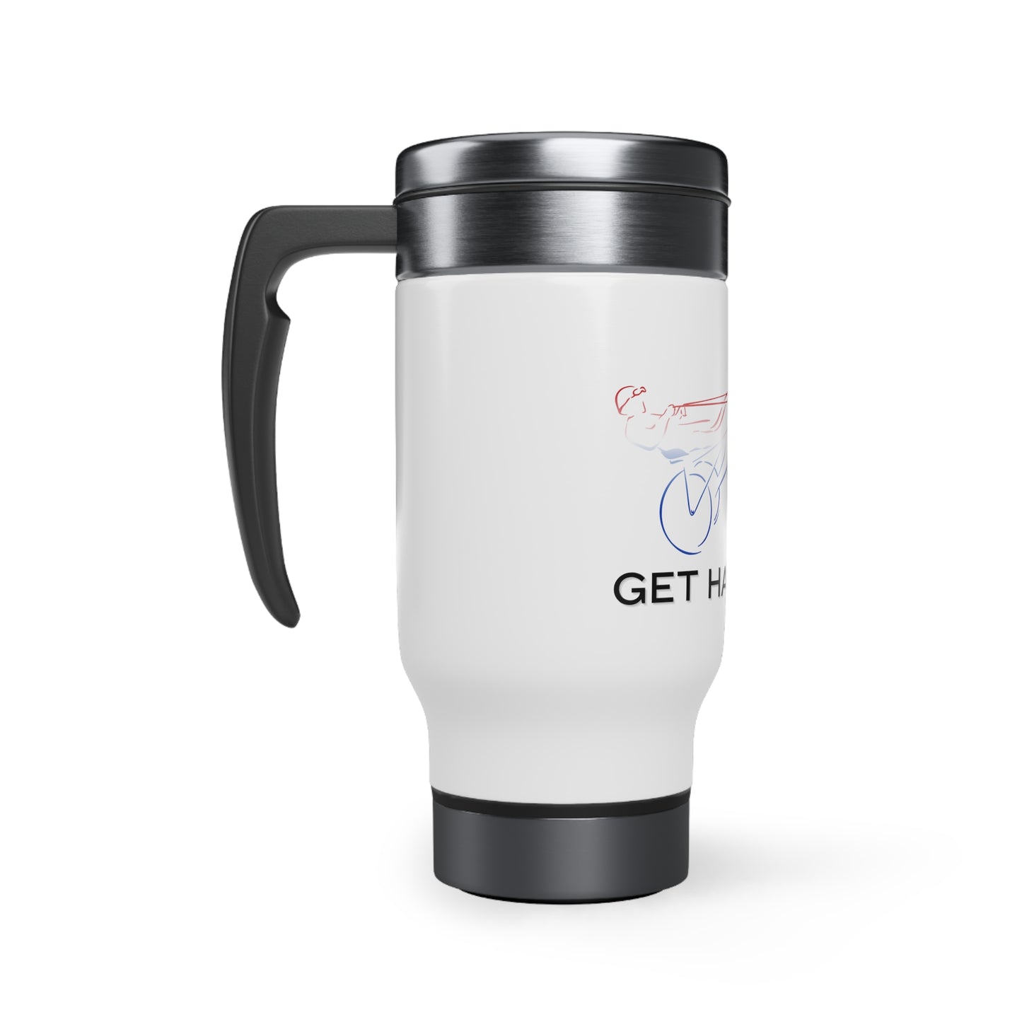 Get Harnessed - Red, White, & Blue - Stainless Steel Travel Mug with Handle, 14oz