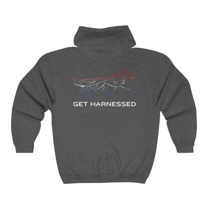 Get Harnessed - Red, White, & Blue - Full Zip Hooded Sweatshirt