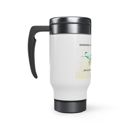 Dashing Through The Snow - Stainless Steel Travel Mug with Handle, 14oz