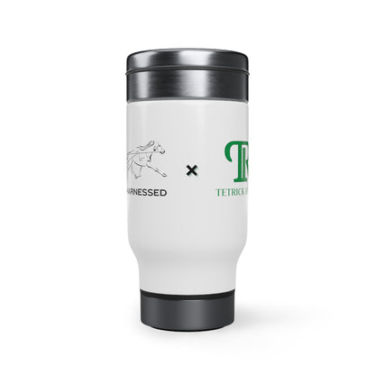 Get Harnessed × Tetrick Racing - Stainless Steel Travel Mug with Handle, 14oz